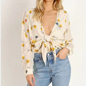 Capulet NWT Daria Tie Front Bodysuit Size M in Cream Tossed Floral